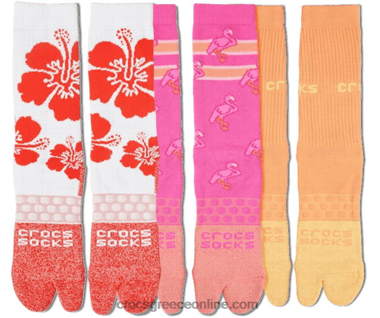 κάλτσες σαγιονάρες ενηλίκων κάλτσα 3 συσκ τροπικό/λευκό BPZ6D1237 Crocs