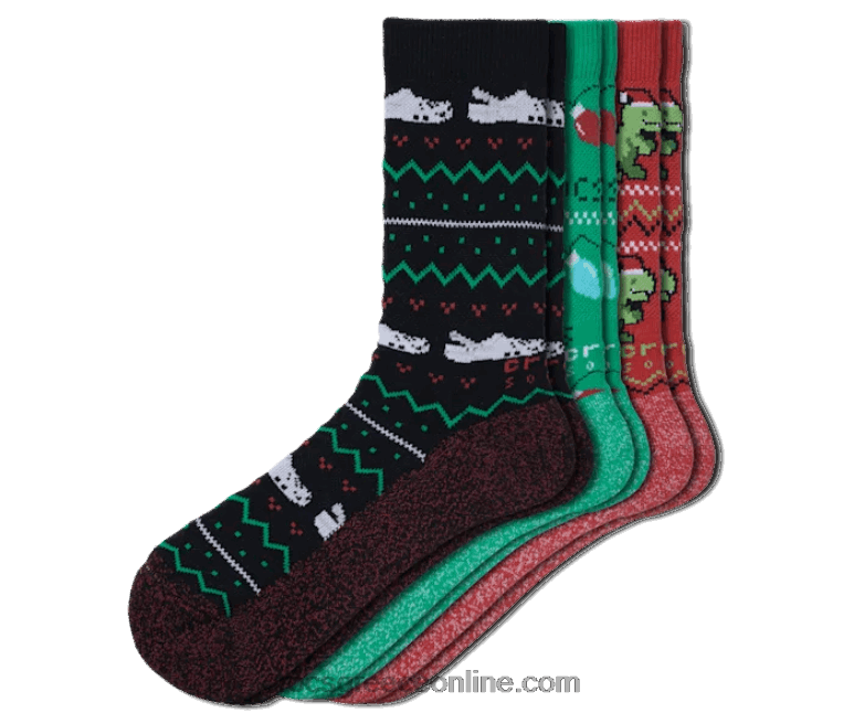 κάλτσες πλήρωμα διακοπών 3-πακέτο μαύρο/γρασίδι BPZ6D1249 Crocs