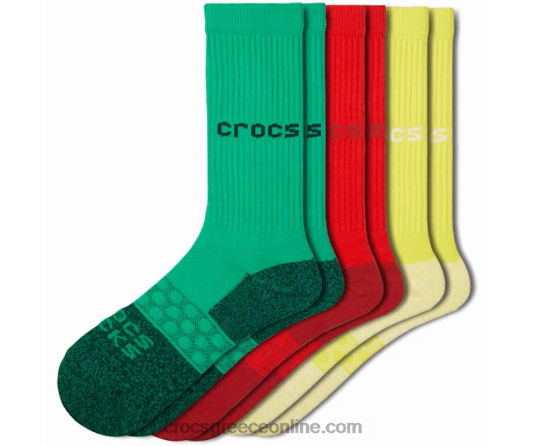 κάλτσες ενηλίκων πλήρωμα συμπαγές πακέτο 3 πράσινο/πολλαπλό BPZ6D1253 Crocs
