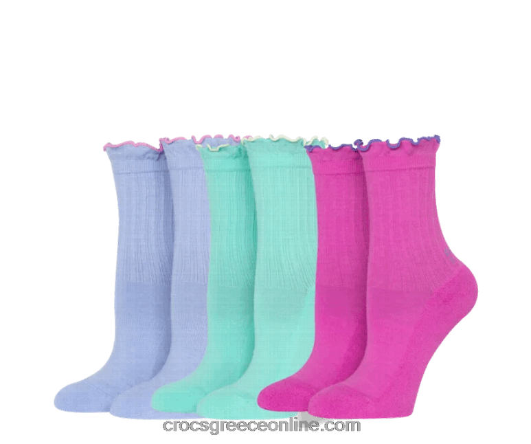 κάλτσες βολάν αστράγαλο 3-pack φεγγάρι ζελέ/πολλαπλ BPZ6D1209 Crocs