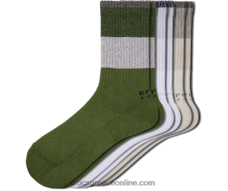 κάλτσες ριγέ crew 3-pack στρατός πράσινο/πολυπλ BPZ6D1221 Crocs