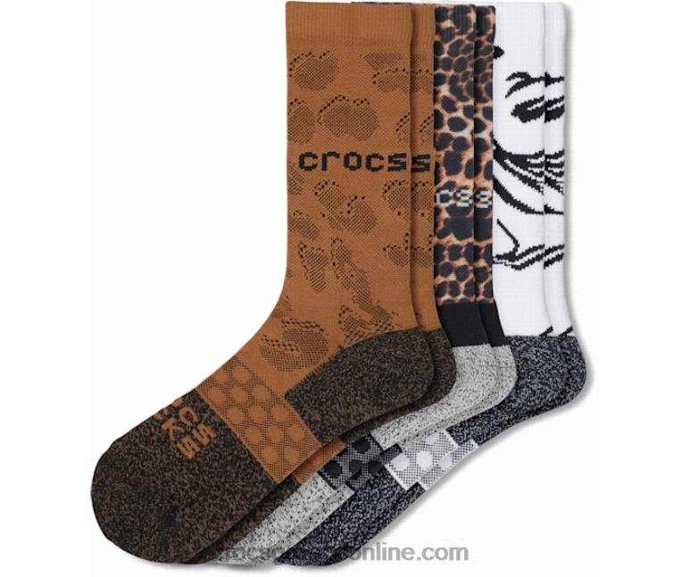 κάλτσες ενηλίκων crew animal remix 3 πακέτο μαύρο/πολυζώο BPZ6D1245 Crocs