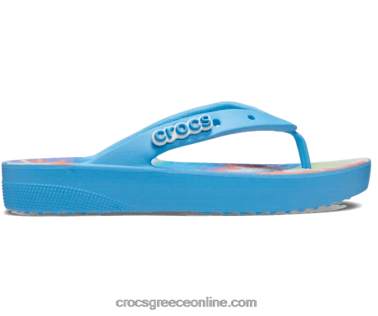 γυναίκες κλασική πλατφόρμα γραβάτα βαφής γραφικό flip οξυγόνο/πολλαπλ BPZ6D479 Crocs