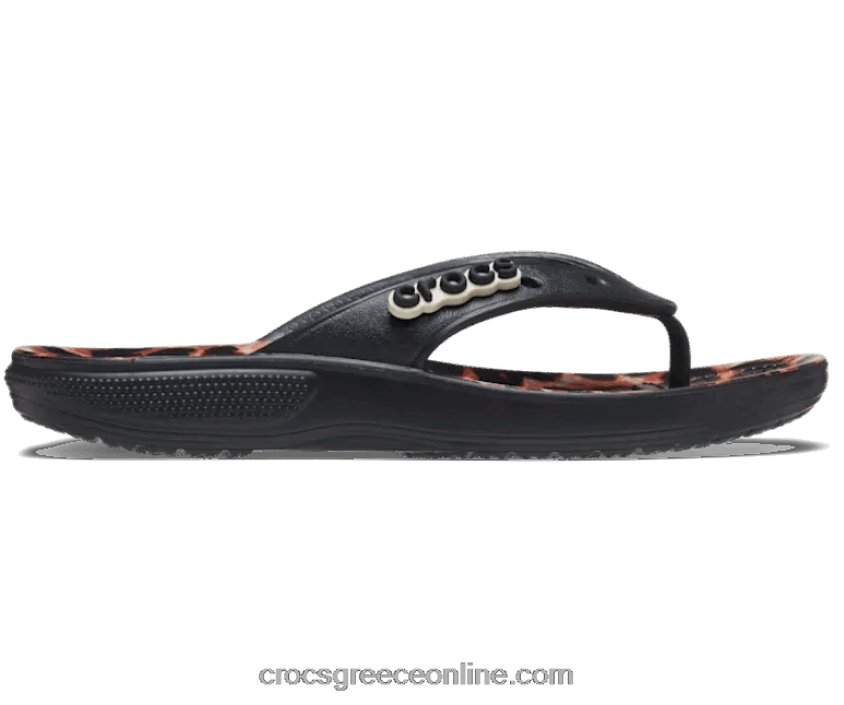 γυναίκες κλασικό ριμίξ ζώων flip μαύρο/λεοπάρ BPZ6D534 Crocs