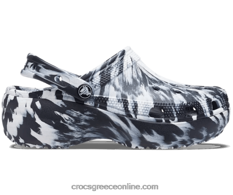 γυναίκες κλασική πλατφόρμα μαρμάρινο τσόκαμα μαύρο άσπρο BPZ6D279 Crocs
