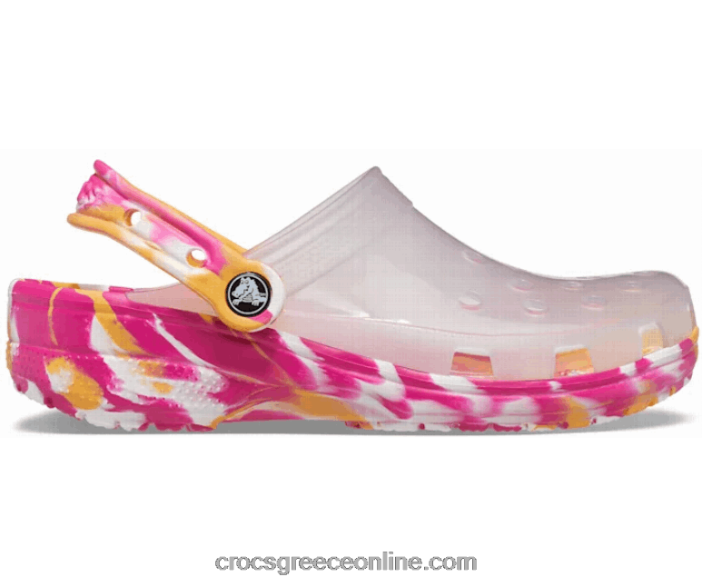 γυναίκες κλασικό ημιδιαφανές μαρμάρινο τσόκαμα λευκό/πολλαπλό BPZ6D284 Crocs