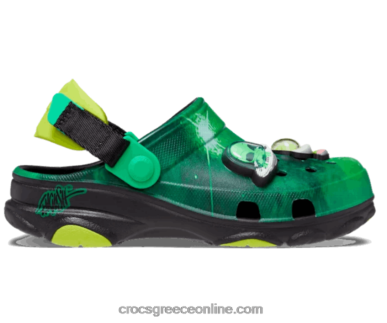 παιδιά νήπιο κλασικό παντός εδάφους crocs x ron αγγλικό τσόκαμα μαύρο/πράσινο νέον BPZ6D1454