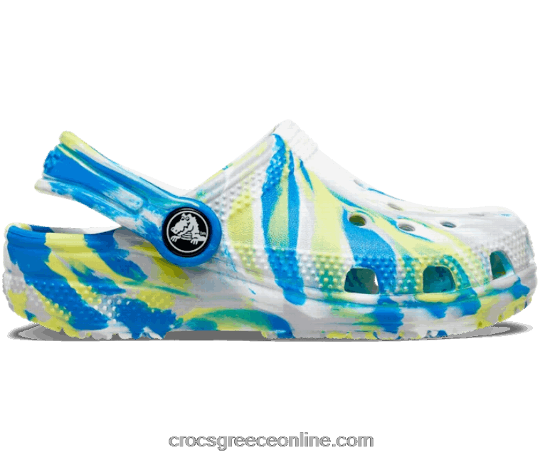 παιδιά νήπιο κλασικό μαρμάρινο τσόκαμα λευκό/φωτεινό κοβάλτιο BPZ6D1345 Crocs