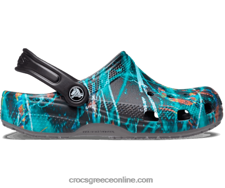 παιδιά κλασικό εμπριμέ τσόκαμα σχιστόλιθος γκρι/πολλαπλ BPZ6D1558 Crocs